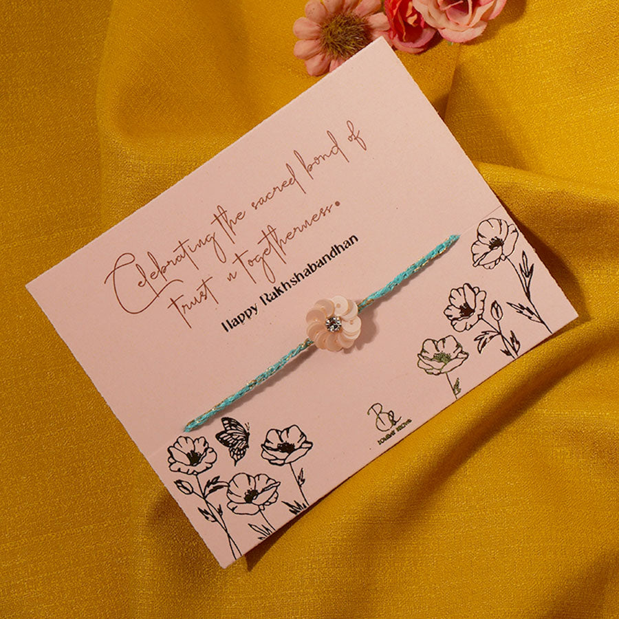 Sequins Embroidered Peach Rakhi