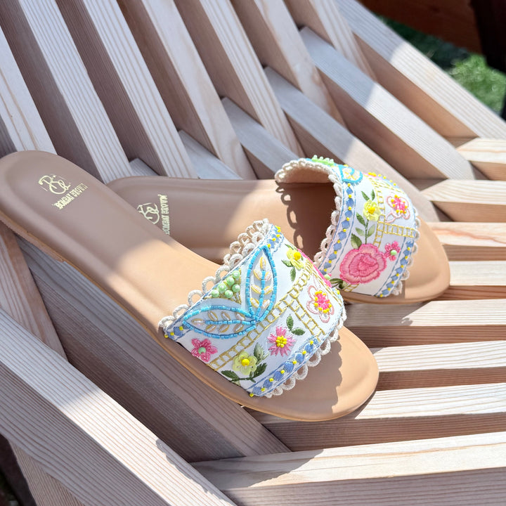 Floral Mosaic Embroidered Sandals