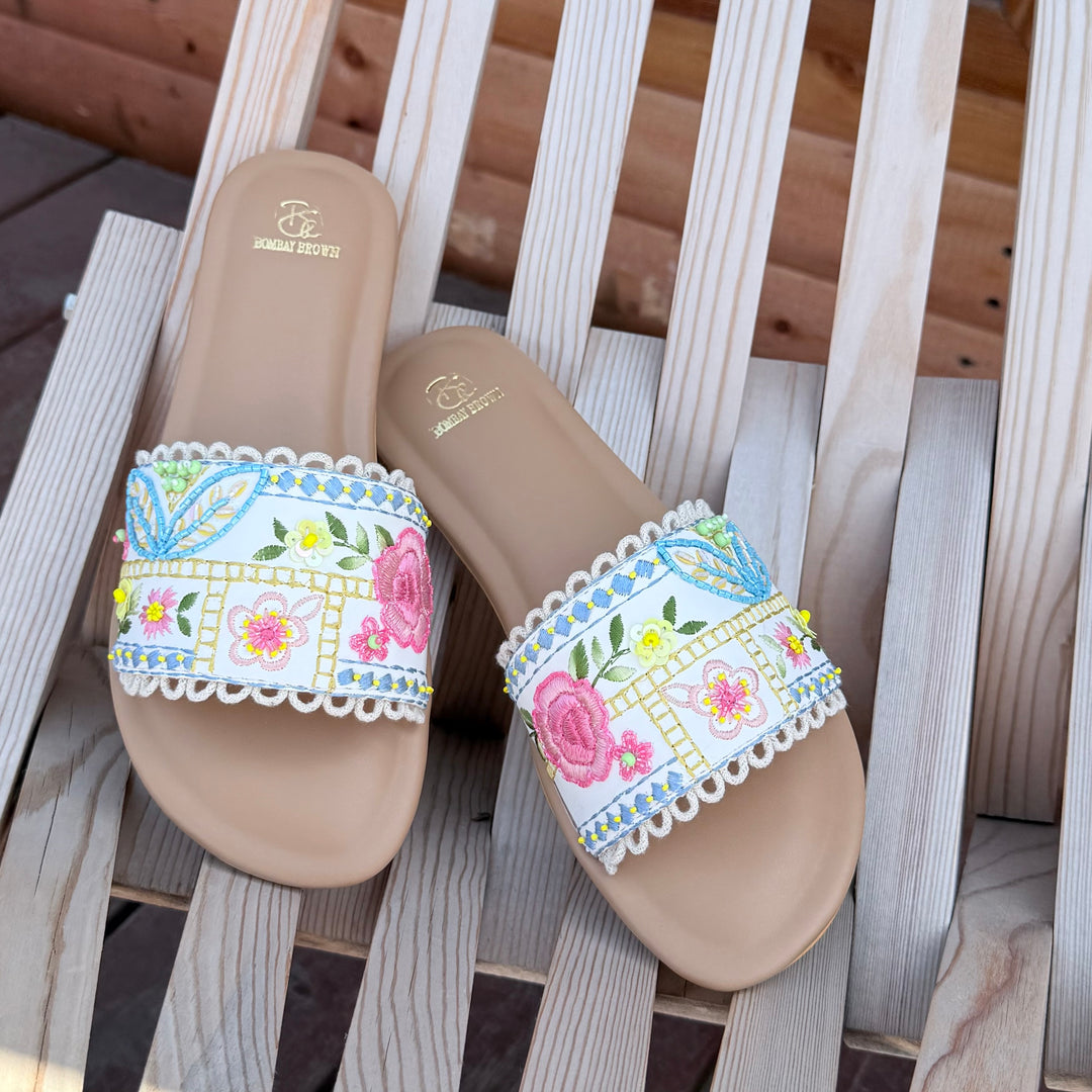 Floral Mosaic Embroidered Sandals