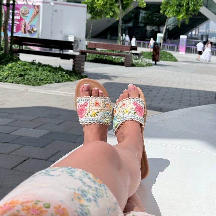 Floral Mosaic Embroidered Sandals