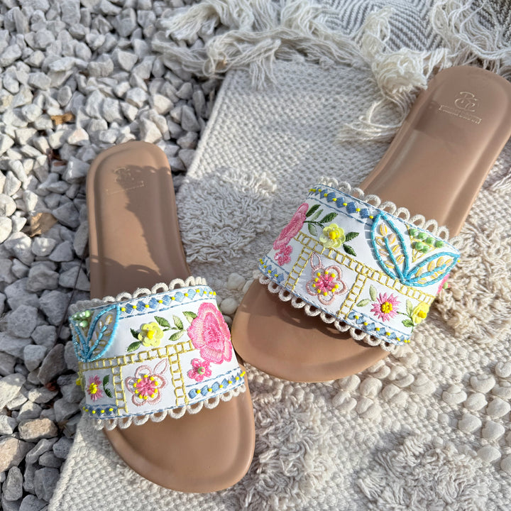 Floral Mosaic Embroidered Sandals