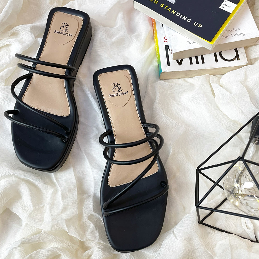 Black Strappy Platform Heels