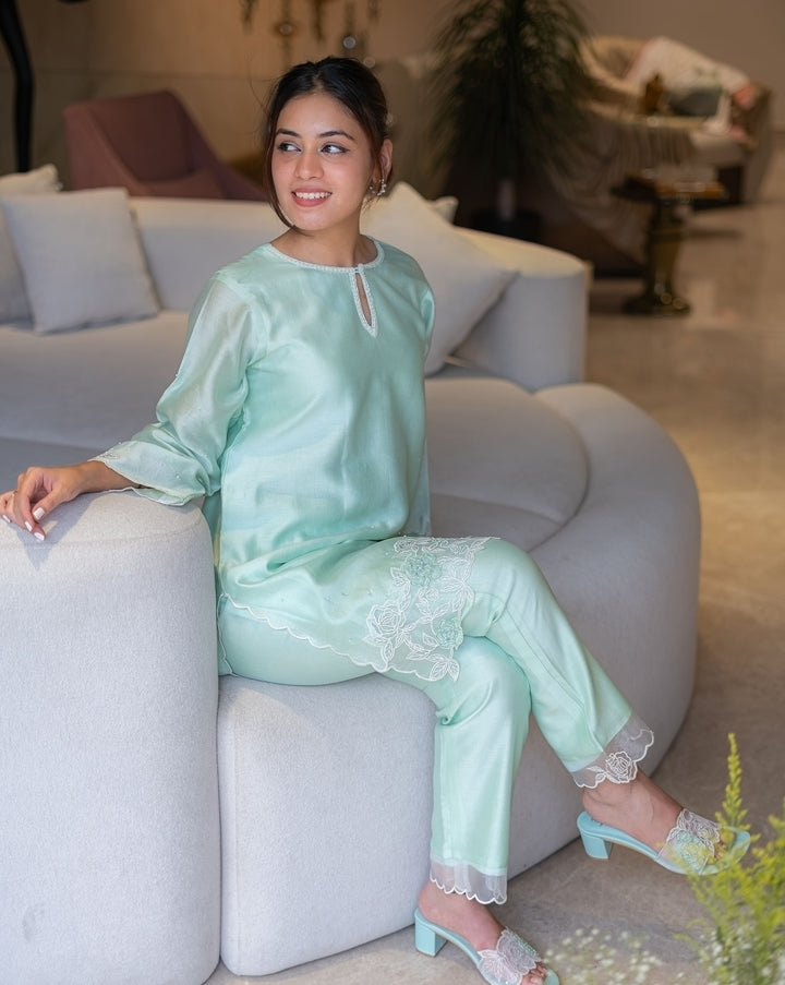 Rosefield | Mint Cutwork Kurta Set