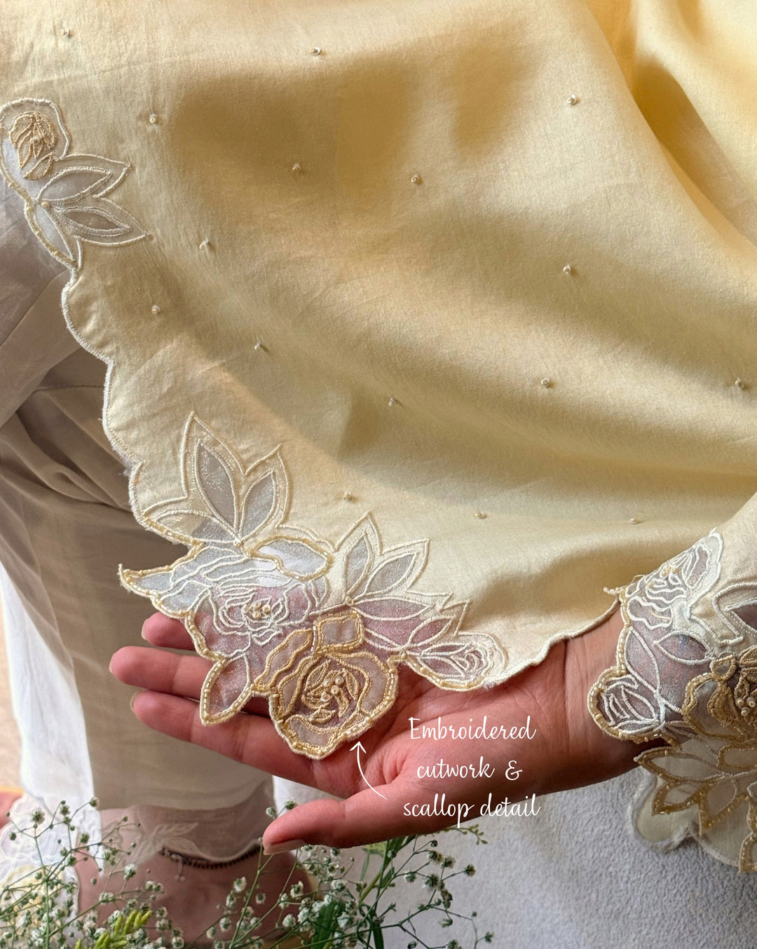 Rosefield | Butter Yellow Cutwork Kurta Set