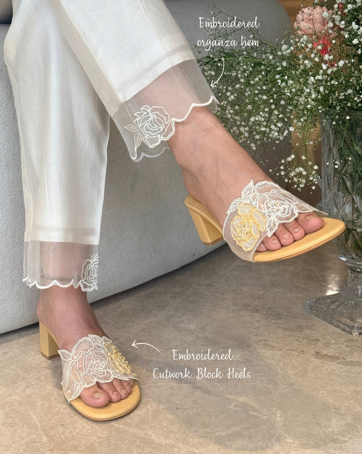 Rosefield | Butter Yellow Cutwork Kurta Set