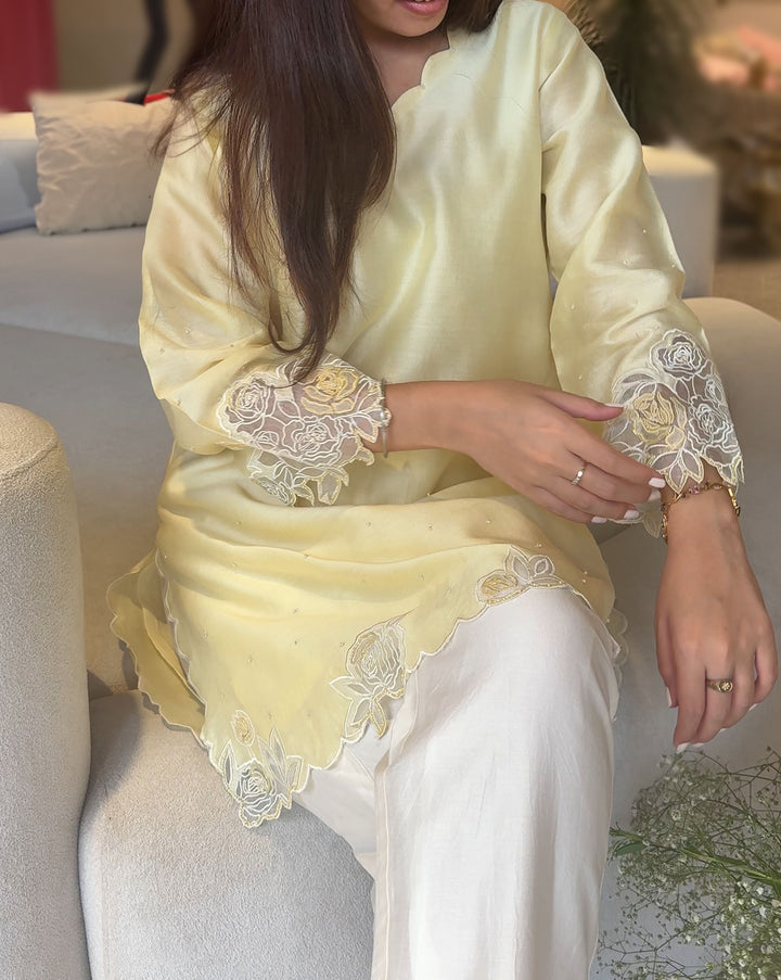 Rosefield | Butter Yellow Cutwork Kurta Set