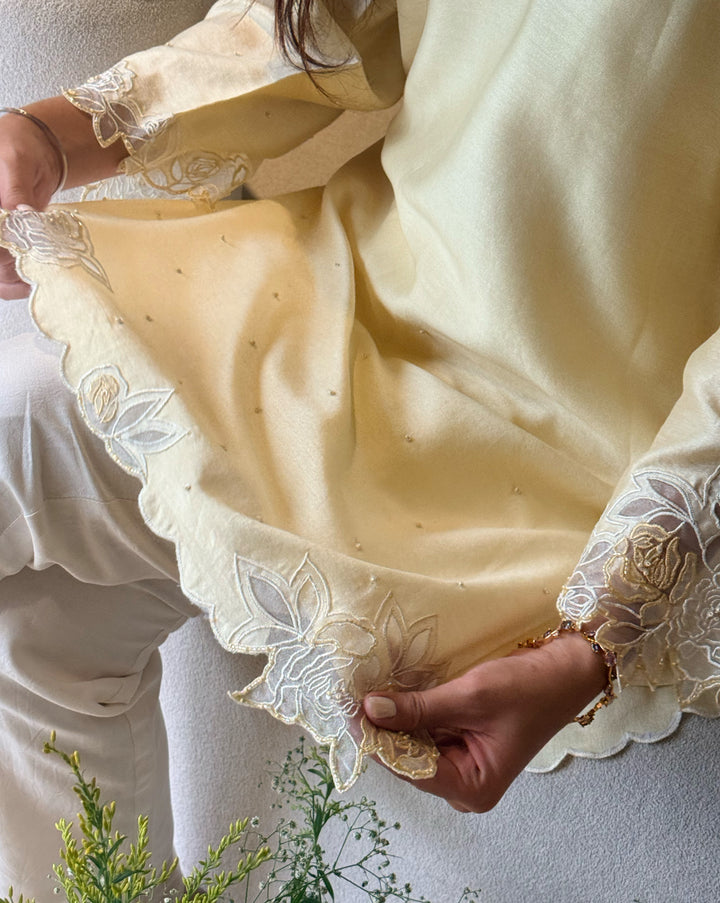 Rosefield | Butter Yellow Cutwork Kurta Set