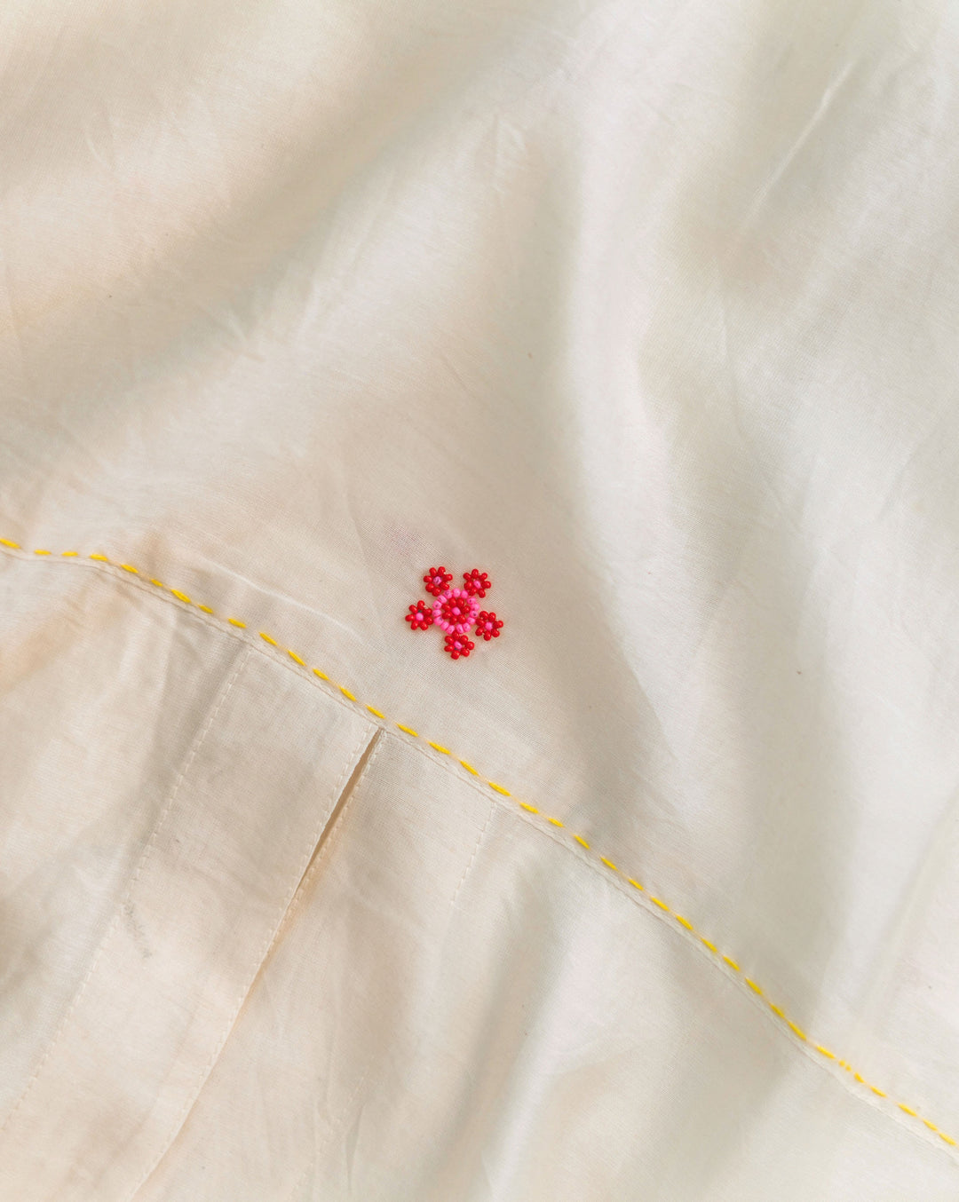 Floral Sprinkle | Hand Embroidered Chanderi Shirt