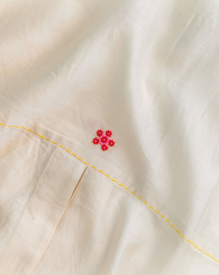 Floral Sprinkle | Hand Embroidered Chanderi Shirt