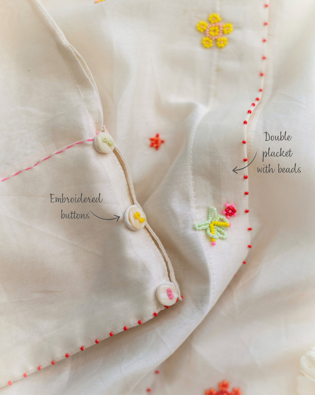 Floral Sprinkle | Hand Embroidered Chanderi Shirt
