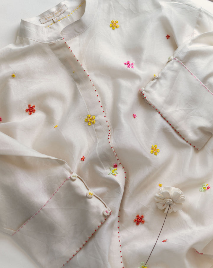 Floral Sprinkle | Hand Embroidered Chanderi Co-ord