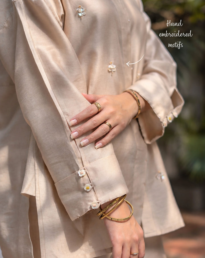 Floral Sprinkle | Hand Embroidered Chanderi Co-ord