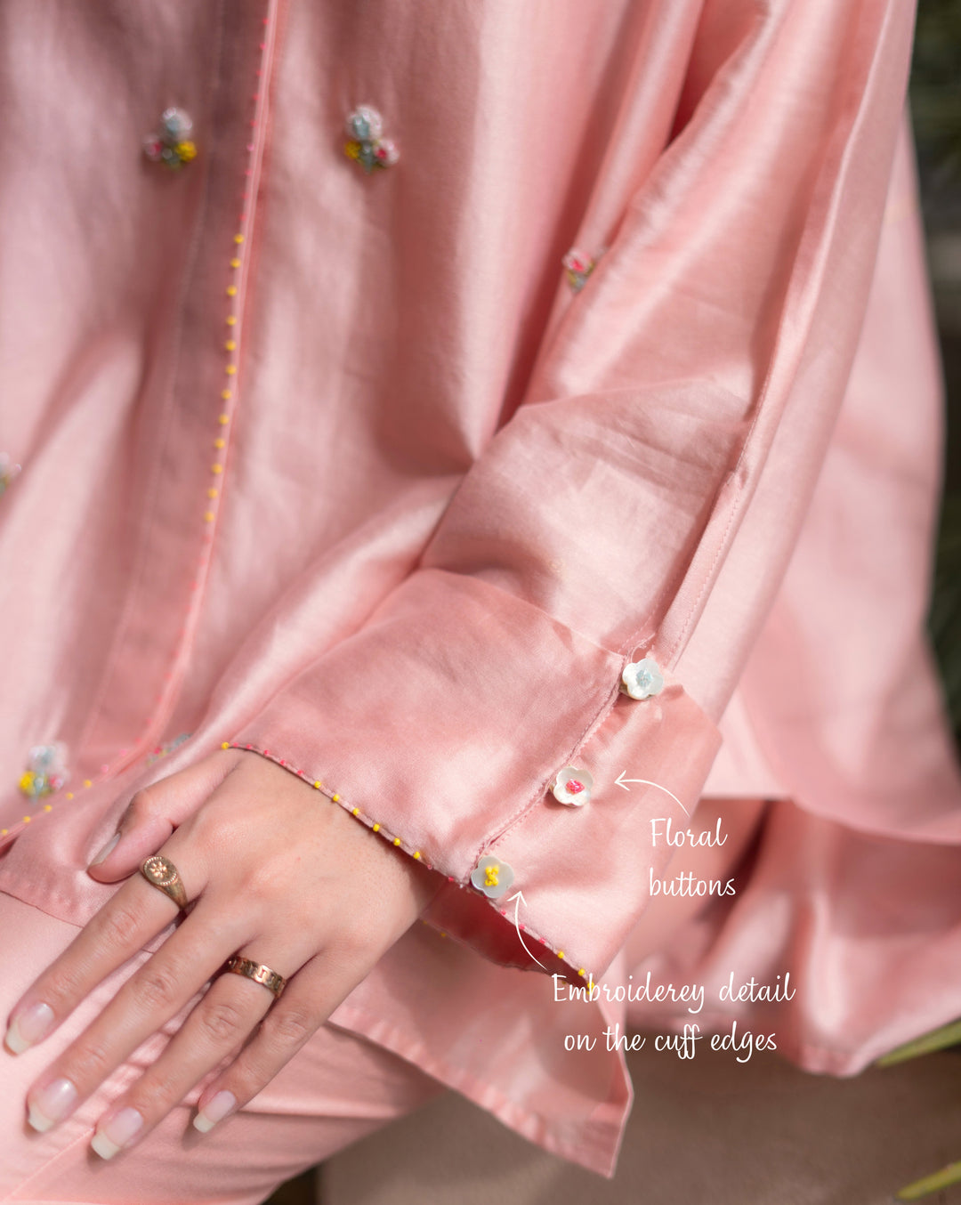 Floral Sprinkle | Hand Embroidered Chanderi Co-ord