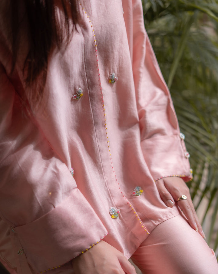 Floral Sprinkle | Hand Embroidered Chanderi Co-ord