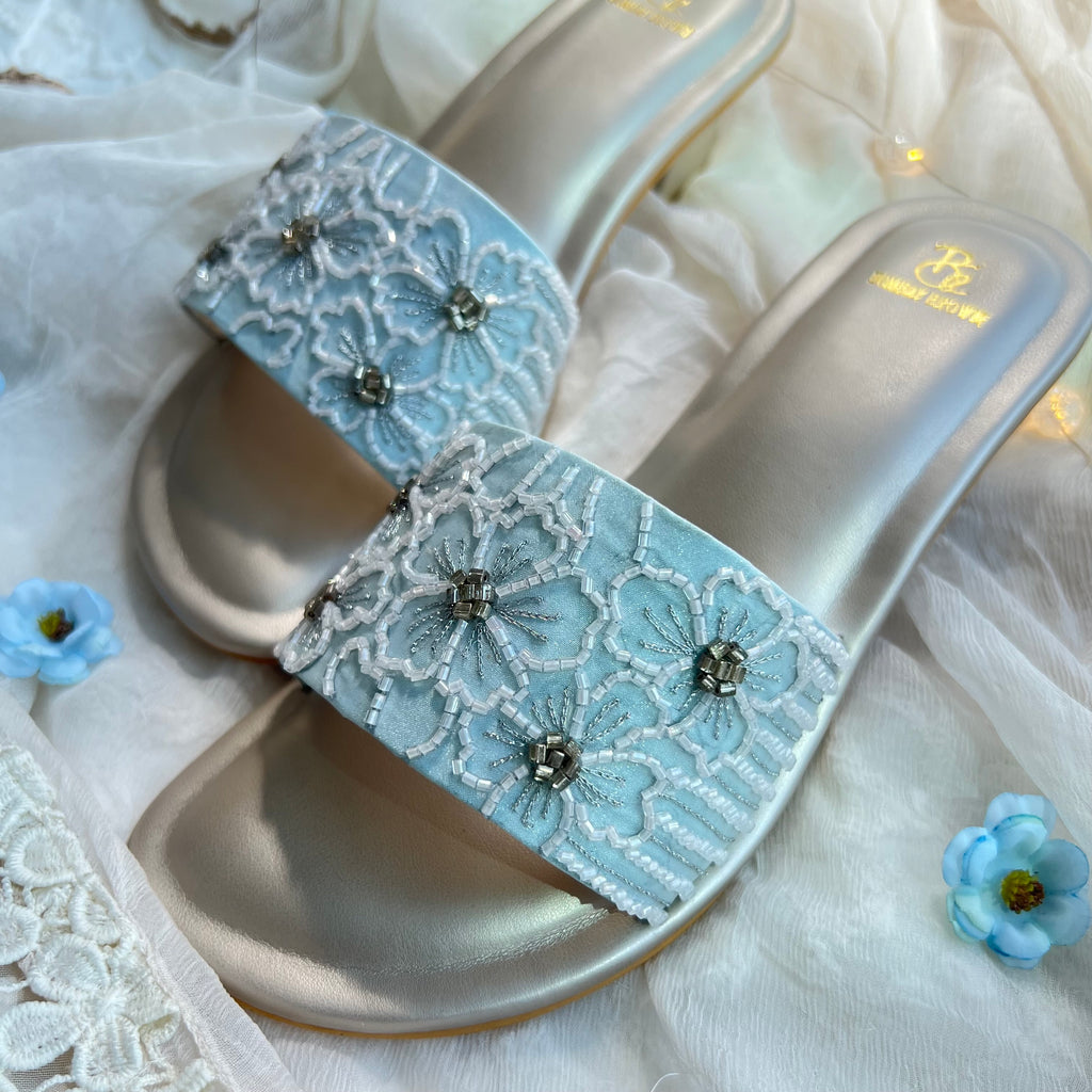 Powder Bloom Embroidered Heels