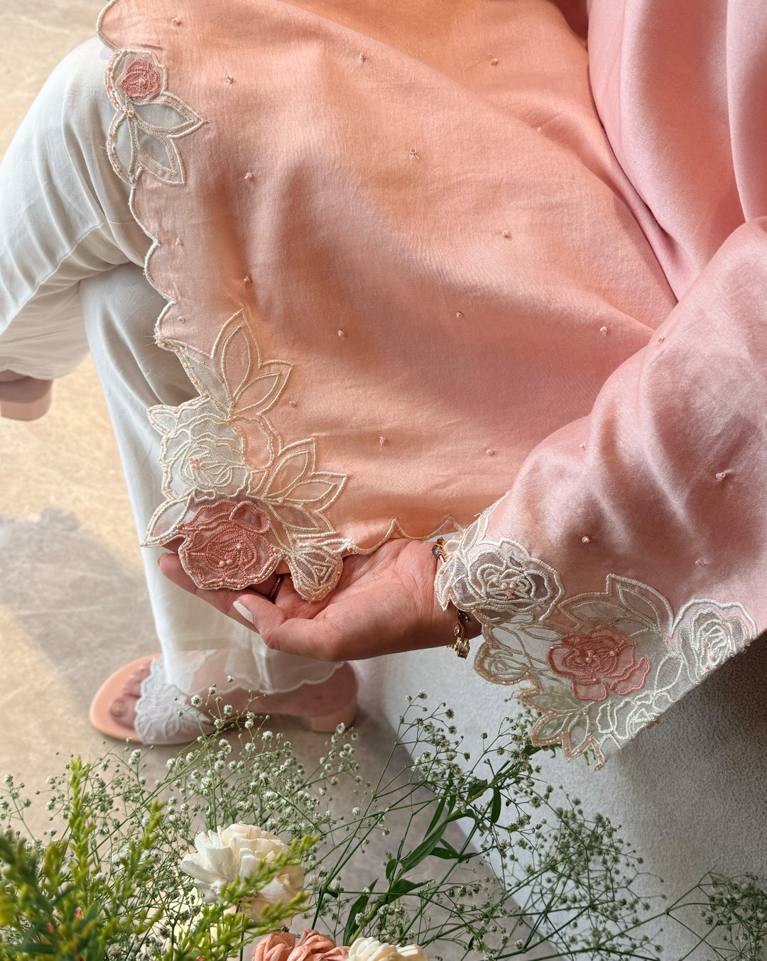 Rosefield | Pink Cutwork Kurta Set