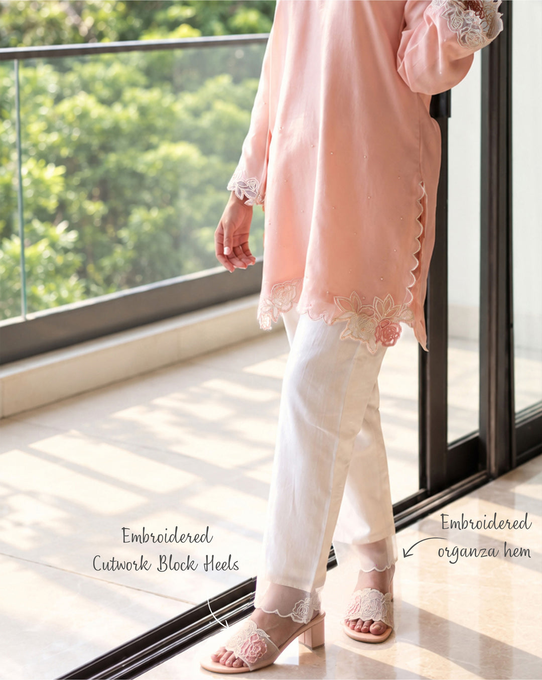 Rosefield | Pink Cutwork Kurta Set