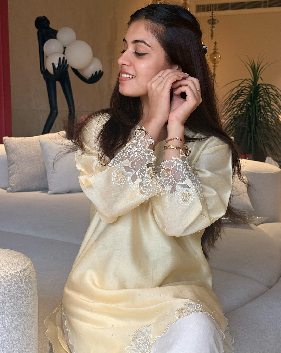 Rosefield | Butter Yellow Cutwork Kurta Set
