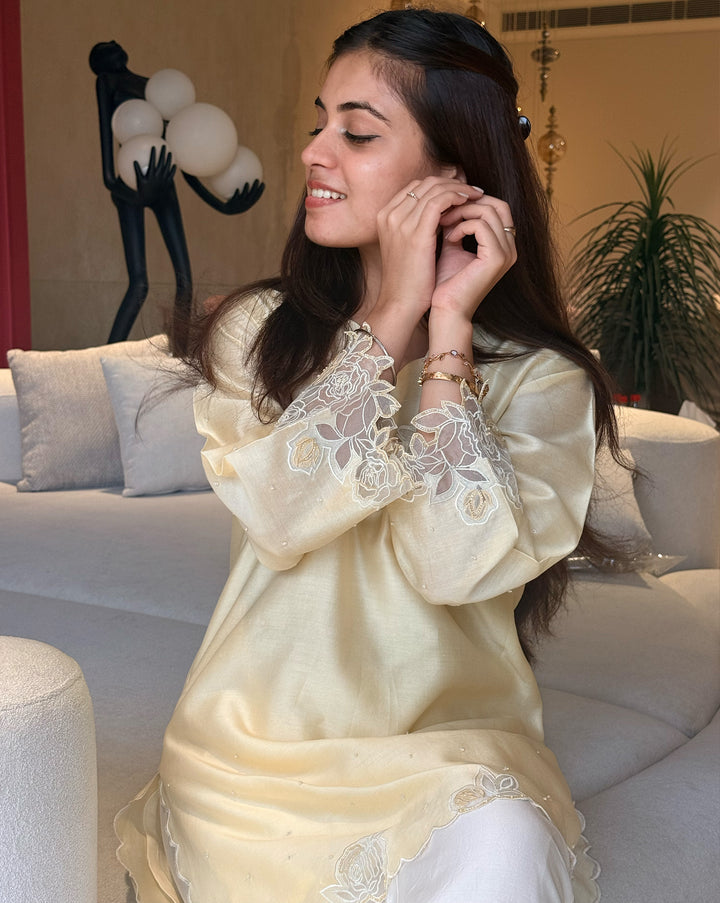 Rosefield | Butter Yellow Cutwork Kurta Set