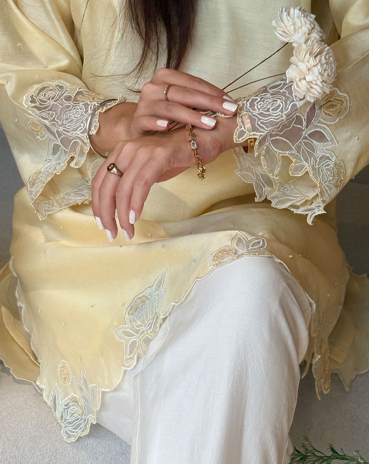 Rosefield | Butter Yellow Cutwork Kurta Set