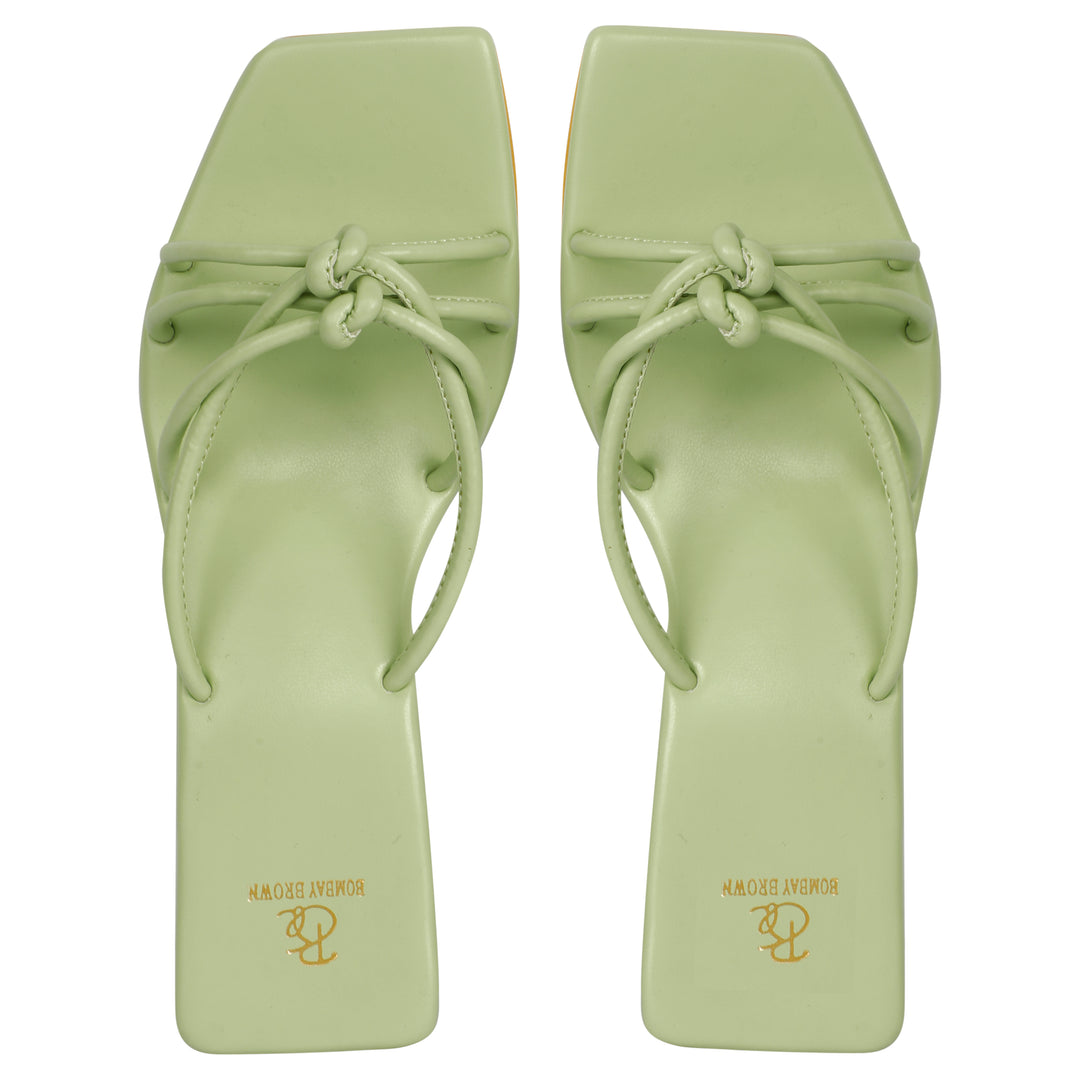 Sage Green Strappy Round Block heels