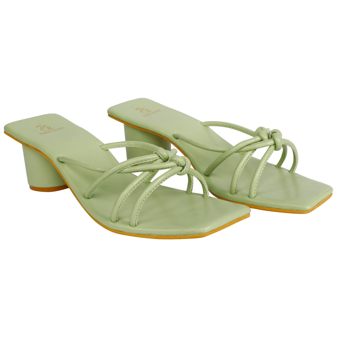 Sage Green Strappy Round Block heels – Bombay Brown India