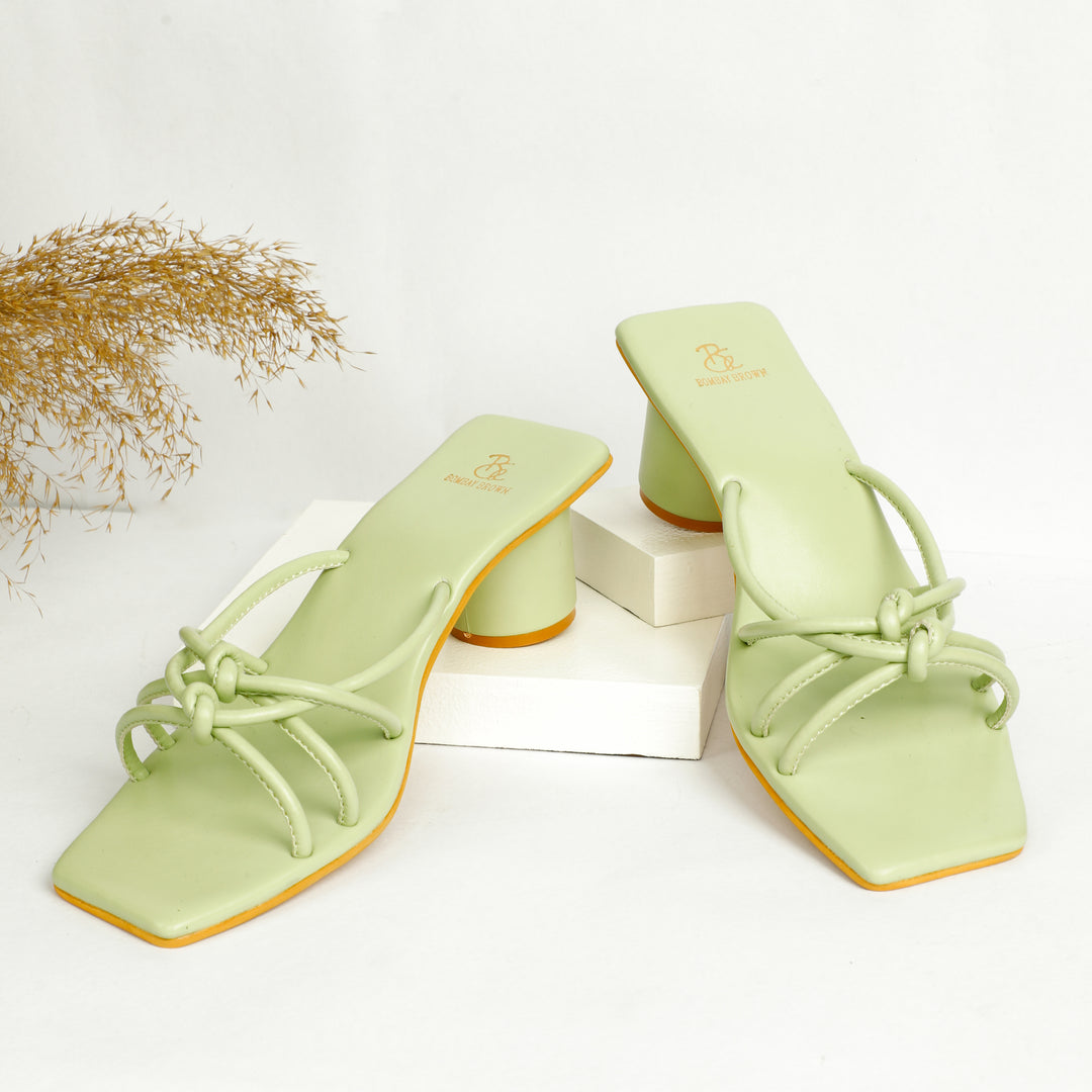 Sage Green Strappy Round Block heels – Bombay Brown India