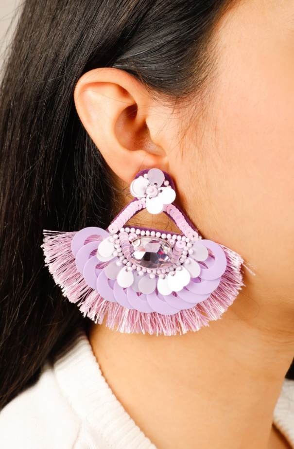 Lilac Fringe Earrings